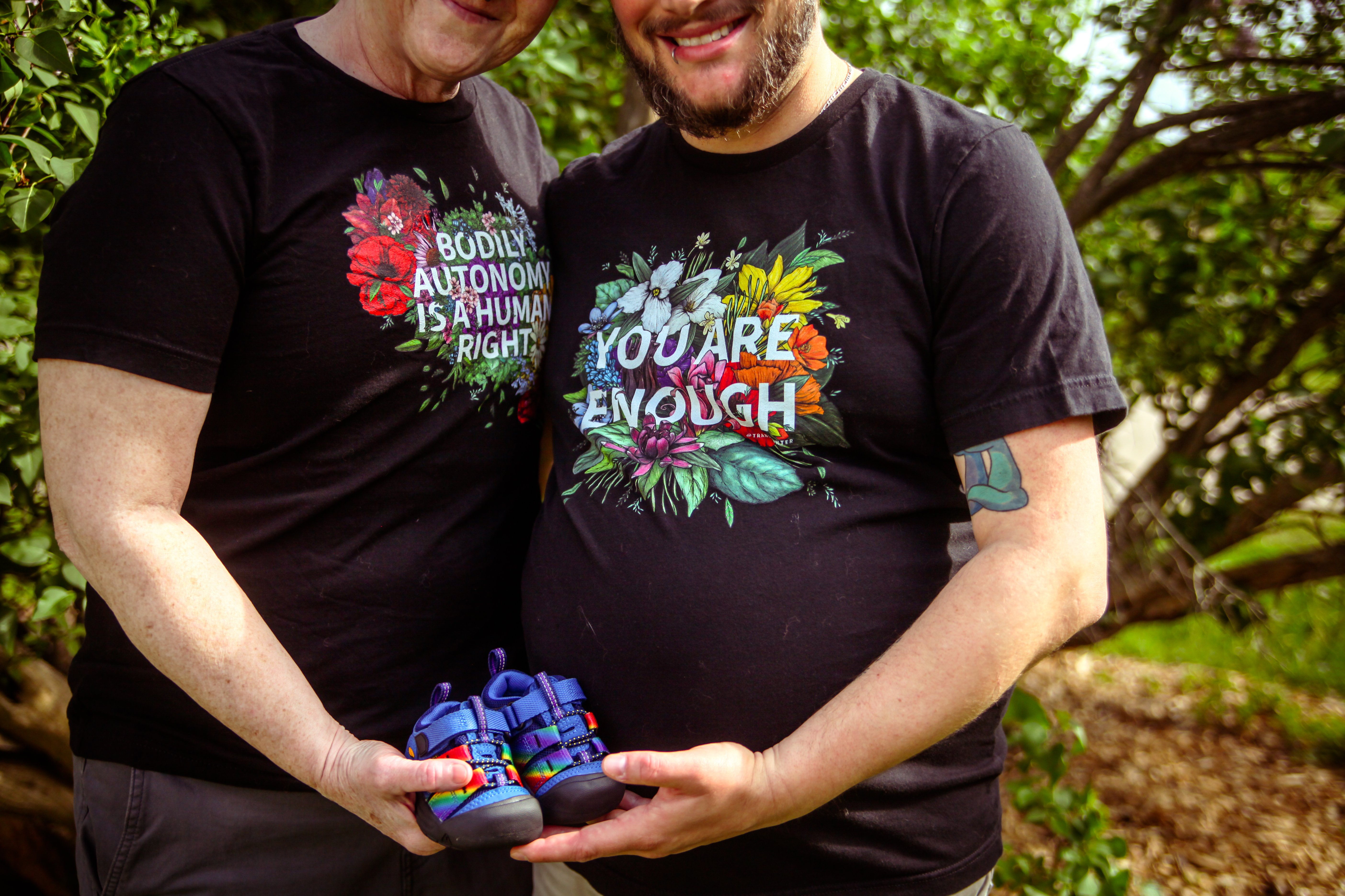 transpainter shirts and rainbow keens